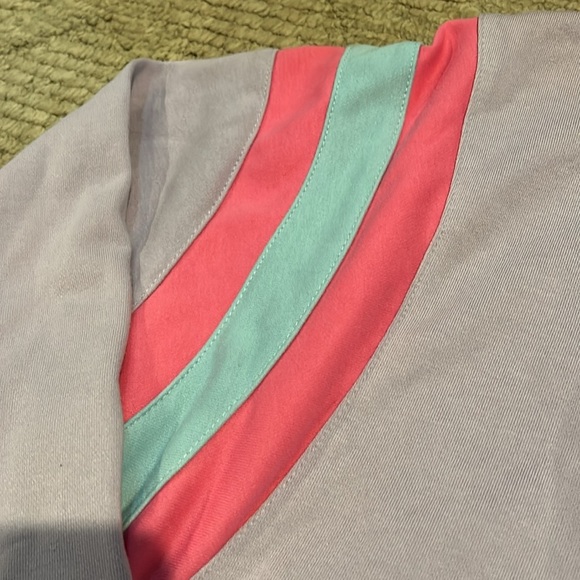 Women’s Purple Long Sleeve Shirt with Pink and Green Stripes - Picture 2 of 4